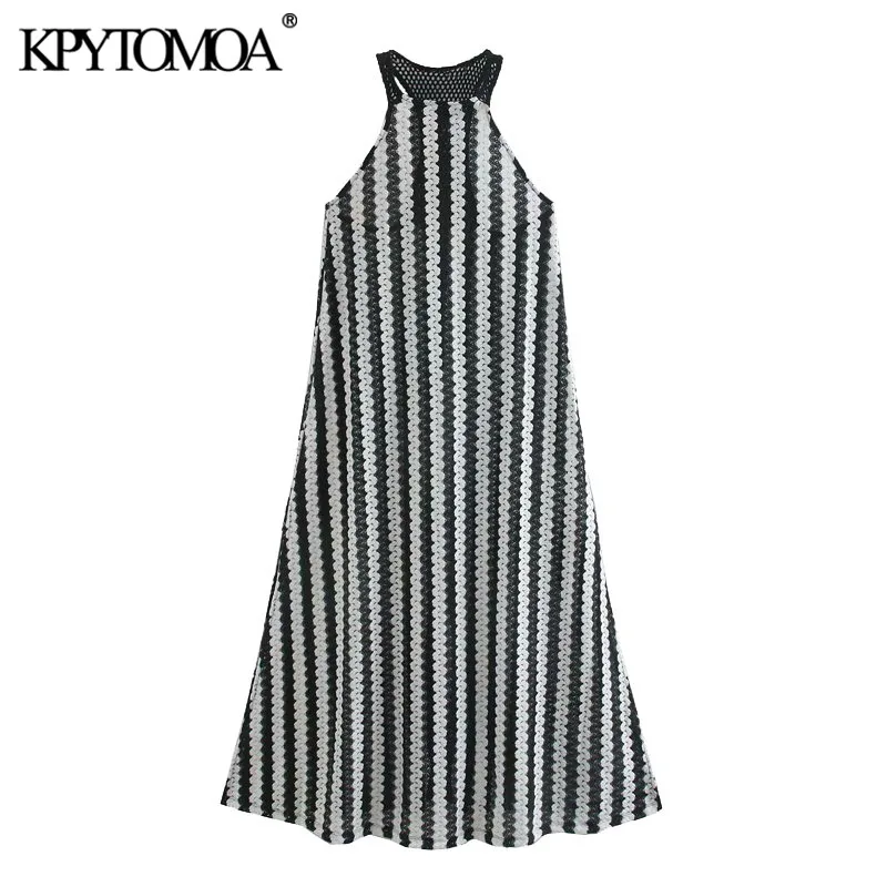 KPYTOMOA Women 2020 Chic Fashion Semi-sheer Patchwork Lace Midi Dress Vintage Halter Collar Backless Side Vents Female Dresses KPYTOMOA Women 2020 Chic Fashion Semi-sheer Patchwork Lace Midi Dress Vintage Halter Collar Backless Side Vents Female Dresses