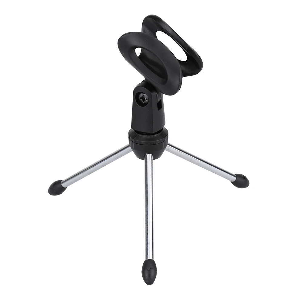 Black Color Detachable Foldable Portable Angle Adjustable Tripod Table Desktop Mic Microphone Stand Holder Bracket