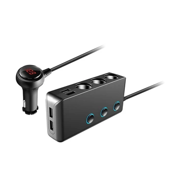 

Quick Charge 3.0 Cigarette Lighter Adapter, 120W 12V/24V 3-Socket Power Splitter DC Outlet with 8.5A 4 USB Port Multifunction Ca