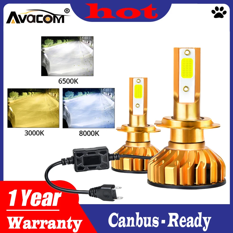Avacom 2 шт. h4 led h7 автомобильные лампы для фар комплект LED 3000K 6500K 8000K 72W 8000LM H1 H11 9005 HB3 9006