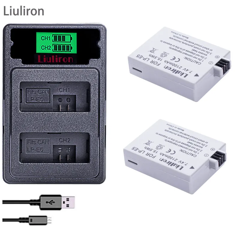 

2x high quatity batterie LP-E5 LP E5 LPE5 Battery For Canon EOS 450D 500D 1000D KISS X2 X3 F Rebel XS XSi T1i camera accessories