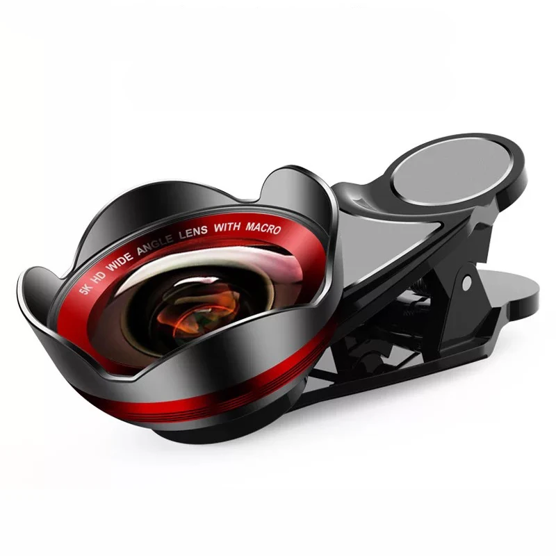 Black Hd 5K широкоугольный макрообъектив для мобильного телефона внешний поляризованный объектив E2 универсальный для iPhone X 8 7 Xiaomi huawei объектив для камеры телефона - Цвет: Black