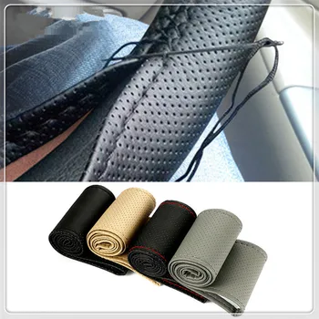

Car Braid Wheel Steering Cover Thread leather 38cm Auto for Peugeot Jeep Harley-Davidson Buick Bentley Scania 6008 301 408