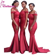 Красное длинное платье русалки с одной лямкой для подружки невесты с открытыми плечами и шлейфом, свадебное платье для гостей, vestido de festa