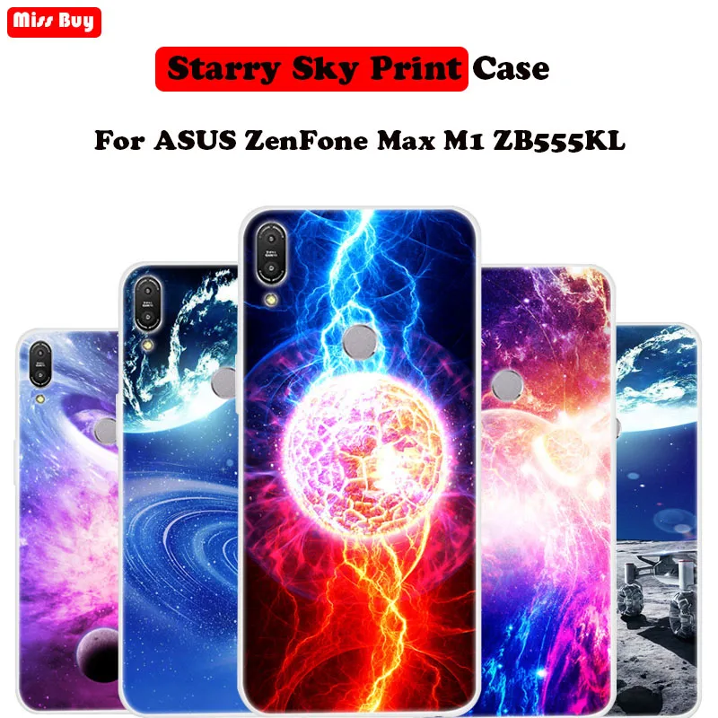 Для Asus Zenfone Max M1 ZB555KL чехол 5 "Силиконовый Мягкий Чехол с принтом звездного неба