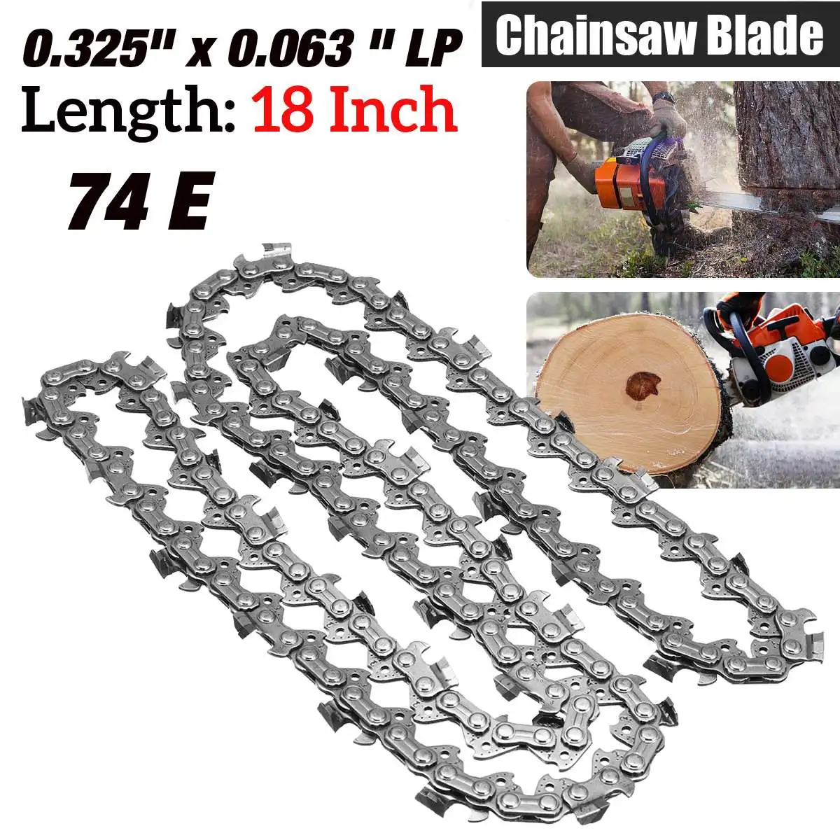 

14/18 inch 52DL/74E Garden Chain Saws Alloy Solid Carbide Chainsaw Chain Link Bar 3/8 x 0.050/0.325" x 0.063 LP Tool parts
