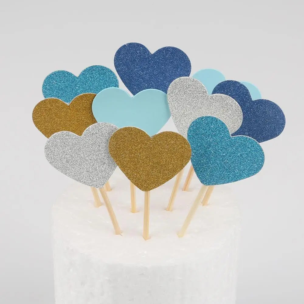 Cake toppers 10pcs Mini Heart Star Cupcake Toppers for Party Decorations