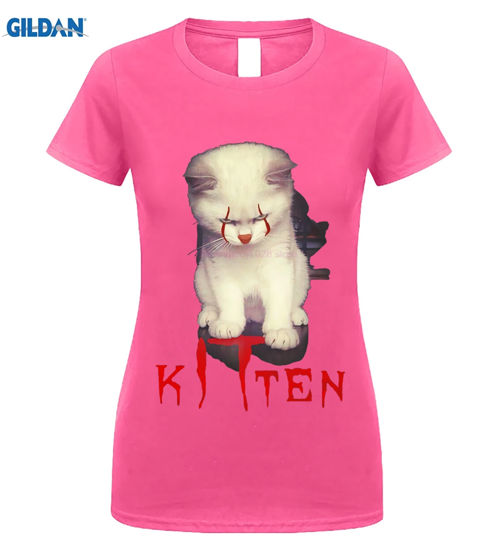 women pink Футболки с изображением котенка Стивен Кинга - Цвет: women pink