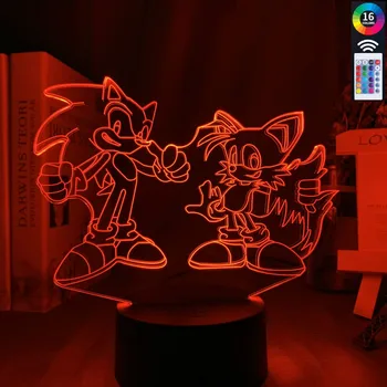 

Sonic The Hedgehog And Tails Figure Led Night Light For Gameroom Decor Ideas Color Changing Nightlight Lamp Gift For Gamers