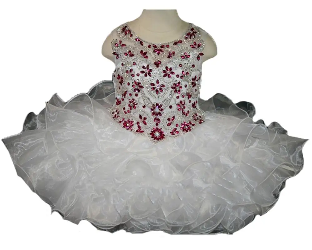 Вокруг шеи из бисера для маленьких девочек Miss National Pageant TuTu Cupcake для малышей Мини Детские праздничные платья на день рождения