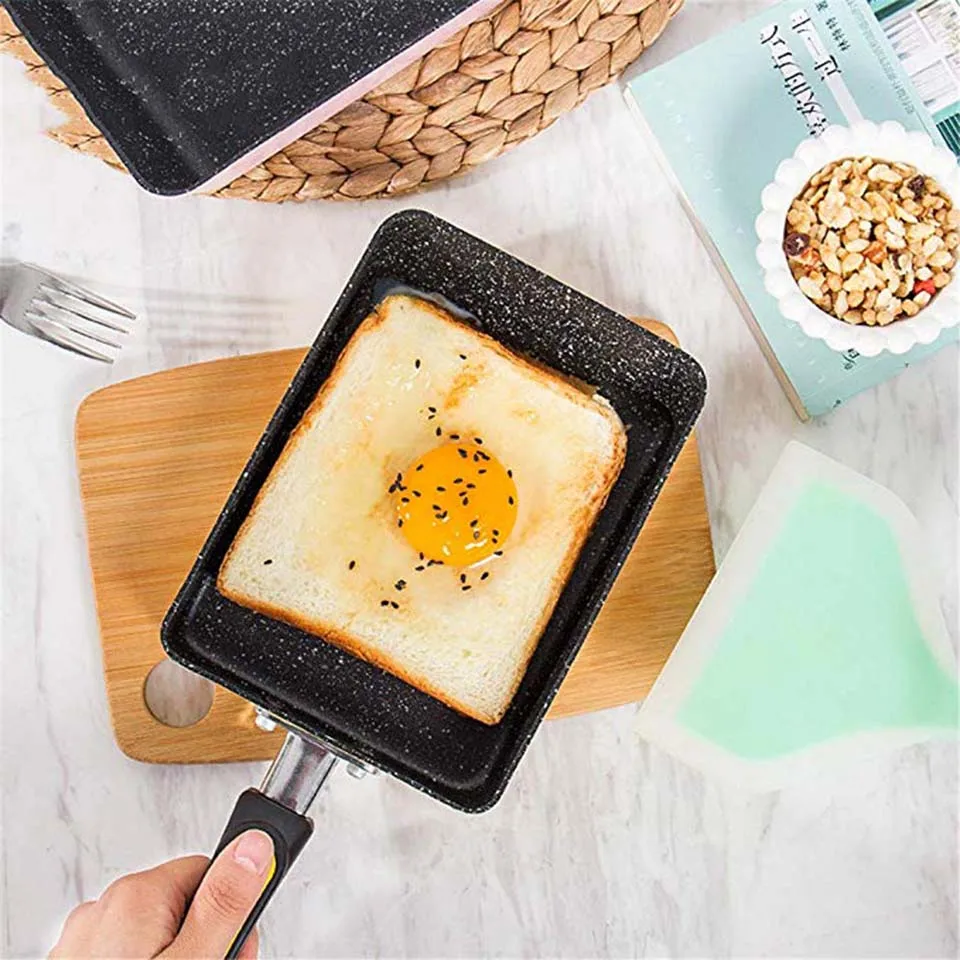 TEENRA Aluminium Alloy Fried Eggs Pans Japanese-Style Pancake Egg Pot Non-Stick Frying Pan Cookware Kitchen Tools