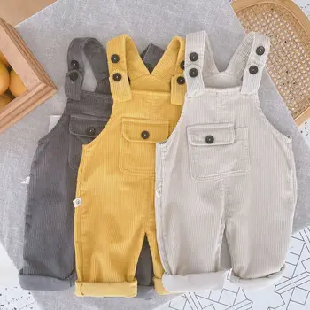 

New Arrival Kids Overalls Casual Corduroy Jumpsuit For Girls Kids Pants Korean Pocket Infant Baby Jumpsuits Boy Girl Pants
