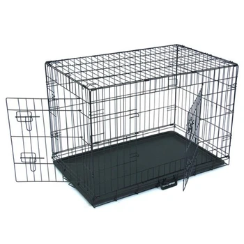 

USA Warehouse 36" Pet Kennel Cat Dog Folding Steel Crate Animal Playpen Wire Metal Pet House Home With Two doors Portable Cage