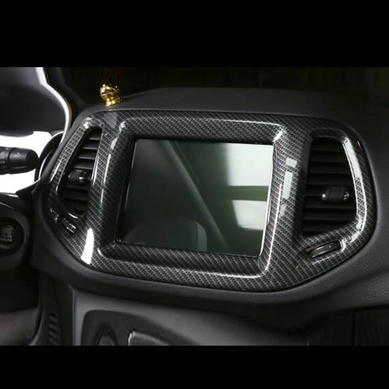 

Car Navigation Panel Cover Trim Shell ABS Carbon Fibre Car Styling for Jeep Compass 2017 2018 Accessories Interior Mouldings