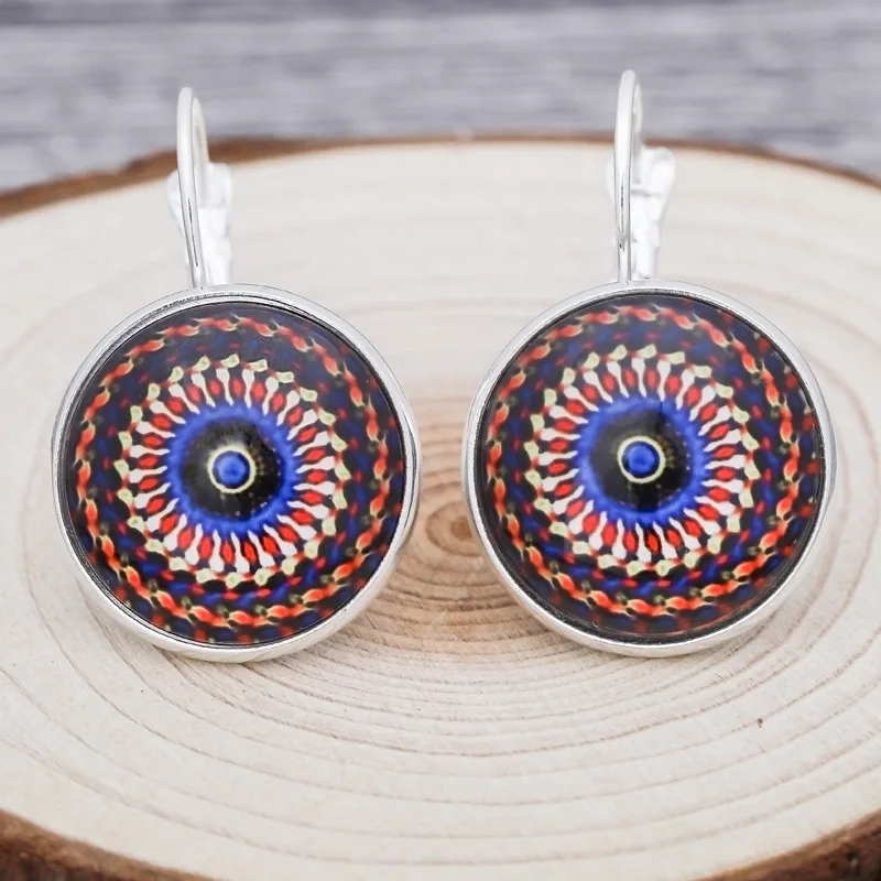 Crazy Feng Boho Цветочные Висячие серьги для женщин винтажные ювелирные изделия геометрический узор круглые серьги Bijoux boucles d'oreuilles bohemia - Окраска металла: Сталь цвет