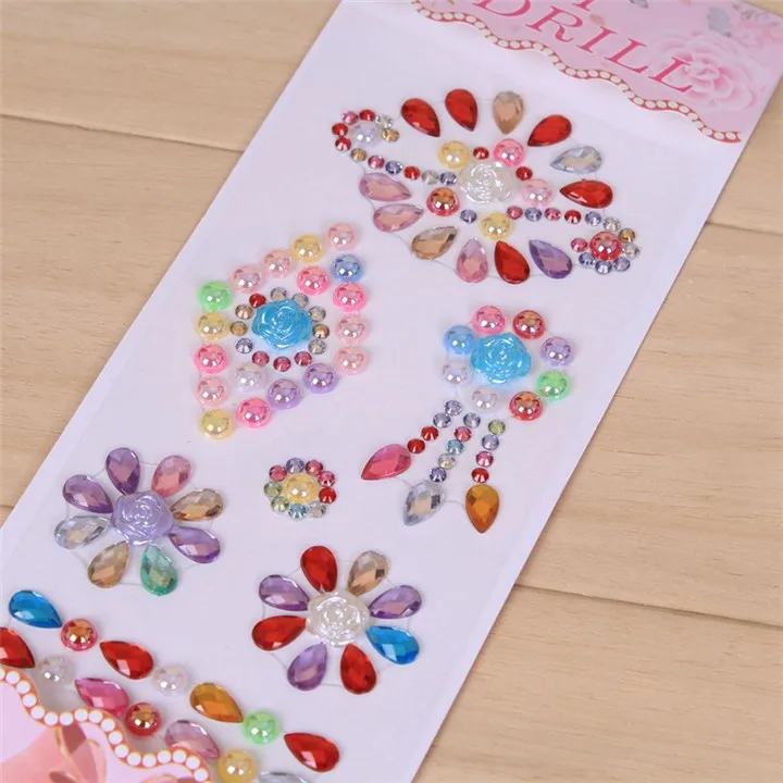 4  Creative Acrylic Drill Stickers Car Mobile Phone Sticker Gypsophila Diamond  DIY Hand-Paste Rhinestones Flower Stickers