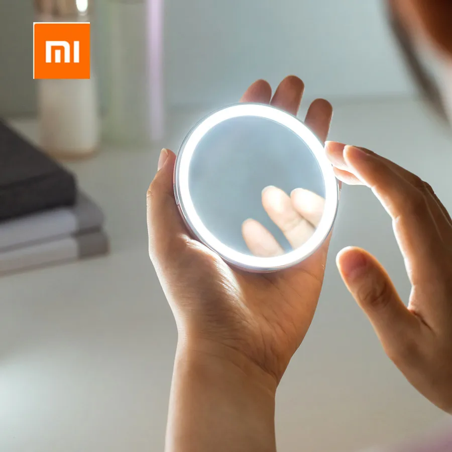 

Xiaomi HD Makeup Mirror with LED Color Blue Light Cosmetic Mirror Mini Portable Touch Control Sensing Mirror For Beauty Makeup