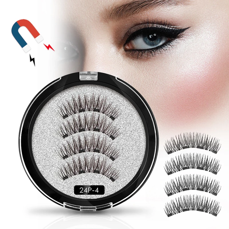 

Genailish Magnetic eyelashes with 4 magnets handmade magnetic lashes natural false eyelashes magnet lashes box package