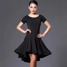 Черный латинский танец Модный женский танцевальный костюм комплект для взрослых латинское платье Сальса Самба с короткими рукавами женские латинские танцевальные платья