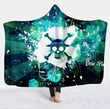 

New anime one piece Cartoon Paintings Blanket Blanket Hooded 3D full printing Wearable Blanket Adult men women Blanket style 005