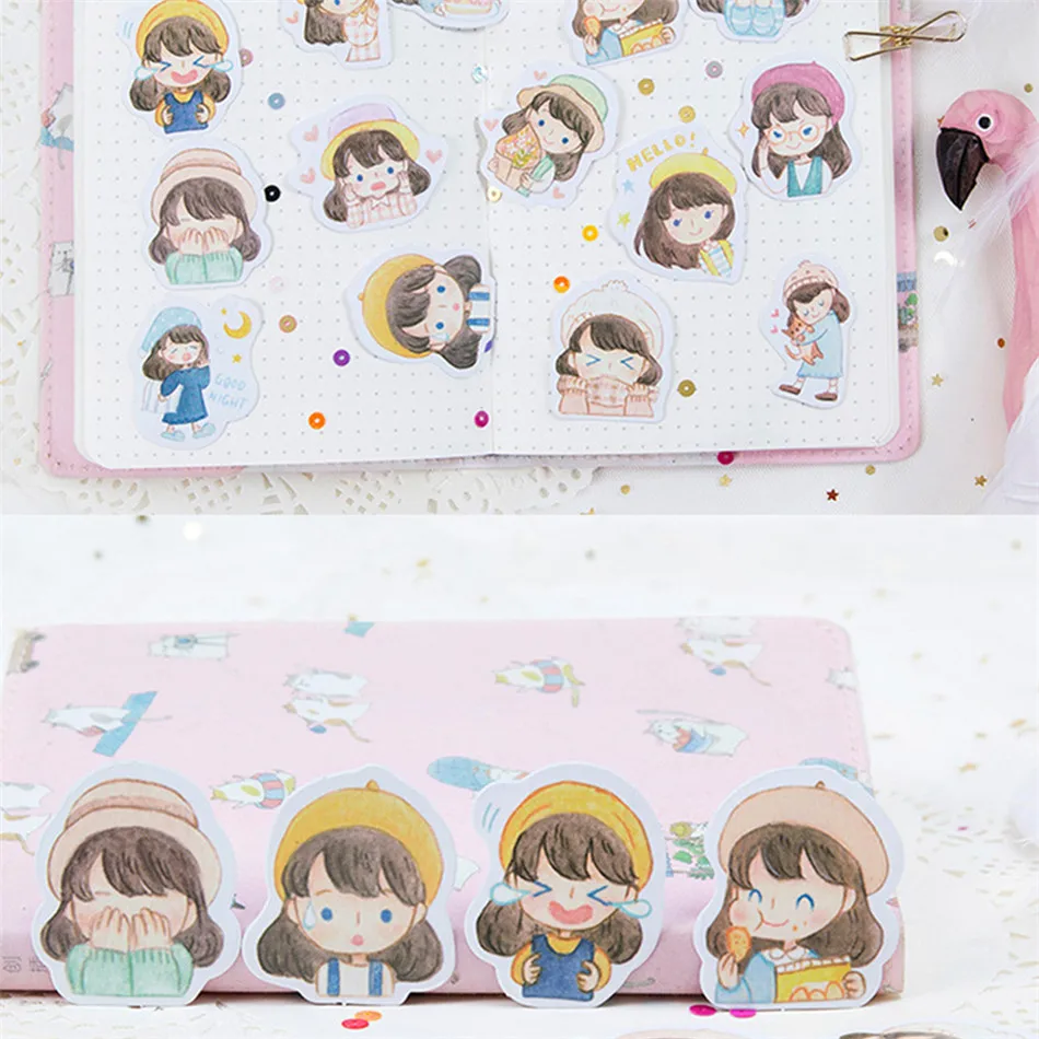 45pcs/box Butterfly Plant Letter Totem Memo Stickers Pack Posted It Kawaii Planner Scrapbooking Stickers Stationery School