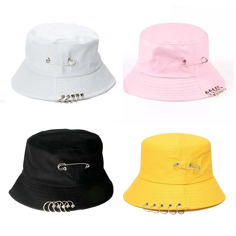 1PC Unisex Double-sided Pin Rings Bucket Hat Sunhat Caps Summer Hats Maple Leaf Fisherman Hat Double-sided Wearable