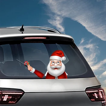 

Santa Claus with eyes Waving Wiper Decals PVC Car Styling Rear Window Wiper Stickers Rear Windshield Car Stickers for car