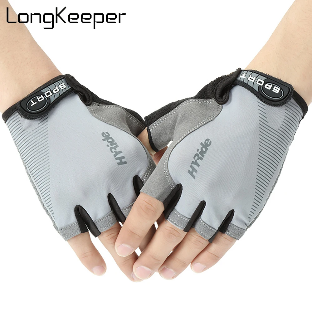 LongKeeper Half Finger Gloves Men Women Silicone Cycling Anti-slip Mittens Breathable Sports Fitness Guantes Shockproof Luvas