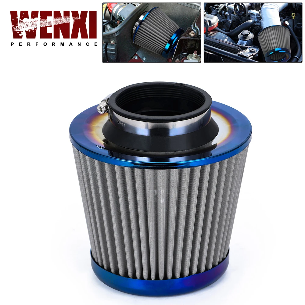 

Burnt Blue 3" 76mm Power Intake High Flow Cold Air Intake Filter Cleaner Racing Car Air Filter Universal AIT27