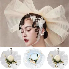 Цветок сетка вуалетки заколка для волос Мини Топ шляпы для свадебной вечеринки головные уборы свадебная тиара свадебная фотография шляпа отдых и 25