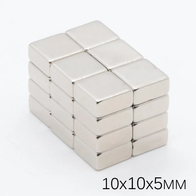 10 шт 10x10x5 мм, неодимовый магнит постоянный N35 маленький бак Cube супер сильный, мощный Магнитная магниты DIY головоломки NdFeB