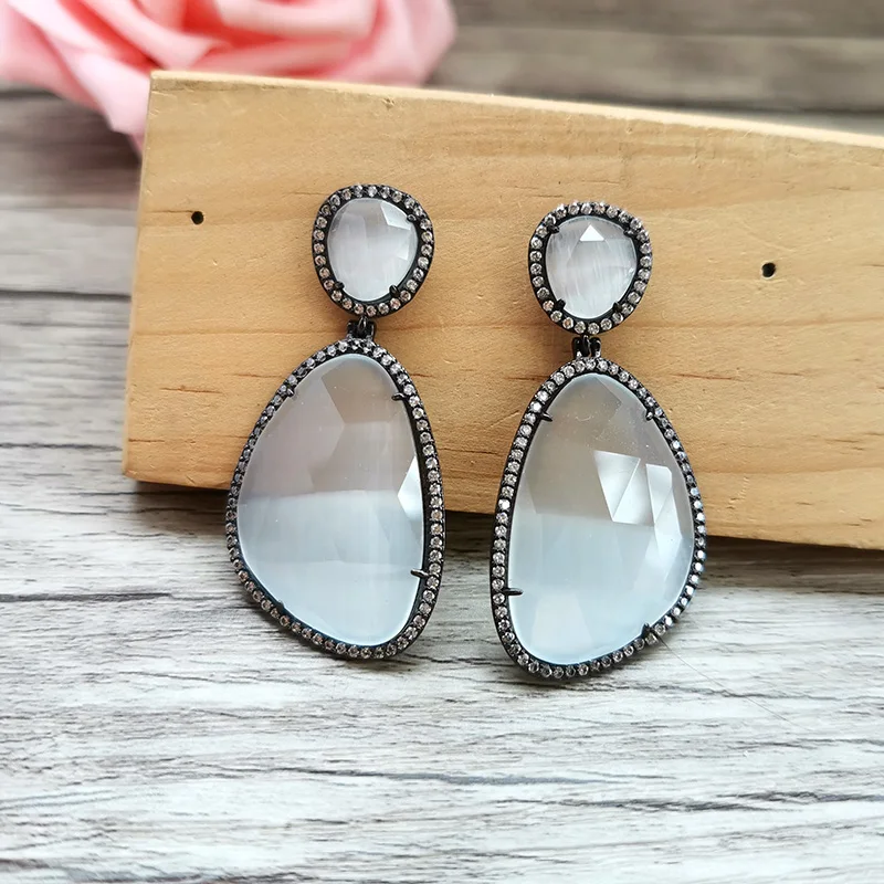 1 пара драгоценных камней для кошачьих глаз висячие серьги с камнями опалами