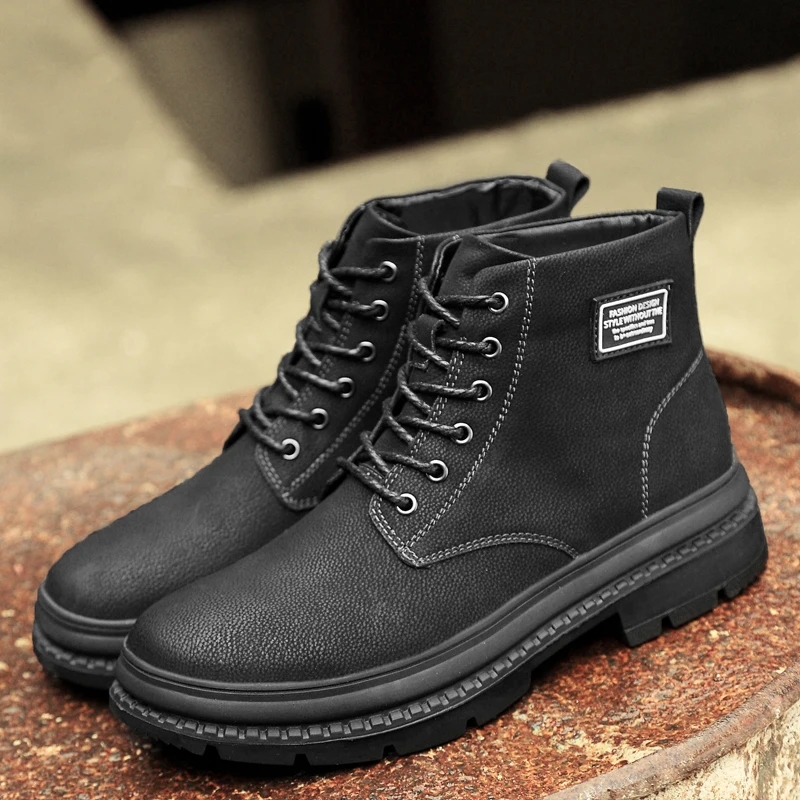 

KATESEN Men Boots british Style Men Casual Shoes Increase Soft Spring Autumn And Winter Man Shoes Ankle Boot Men Snow Shoe Work