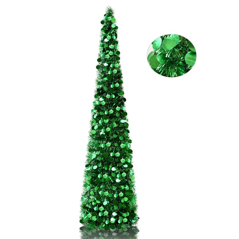 YuQi 5 футов всплывающая Рождественская мишура, тонкие Серебристые деревья, Блестящие Блестки, искусственный карандаш, новогодняя елка, многоразовые вечерние украшения для дома и офиса - Цвет: A05