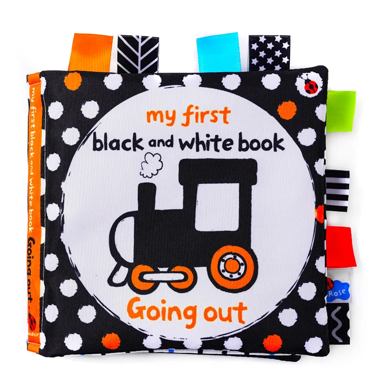 Montessori Baby Book Black And White Enlightenment Cloth Book Educational Quiet Book Cartoon Animal Learning Books Baby Toys 8