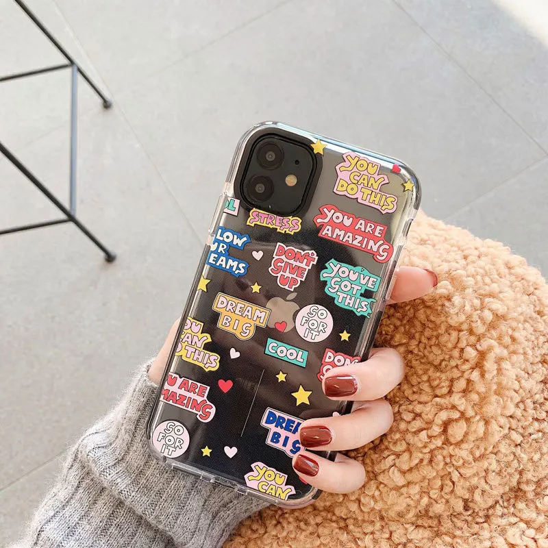 2021 красивый модный мягкий чехол с цитатами для iPhone X XS|Бамперы| |