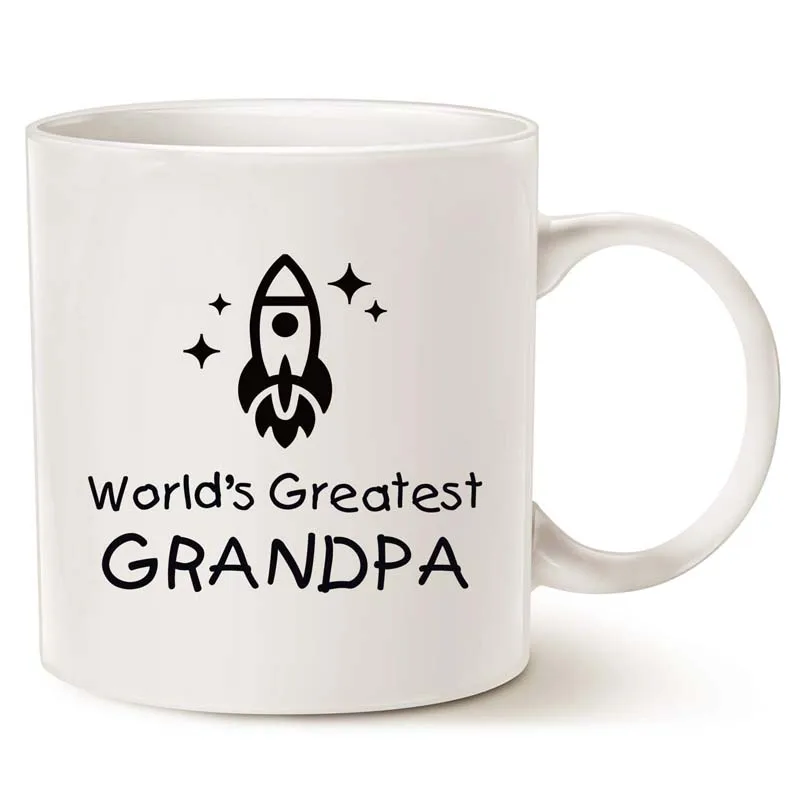Funny Grandpa Coffee Mug Christmas Gifts Worlds Greatest Rocket Ship Porcelain Cup White 11 Oz Best Birthday for | Дом и сад