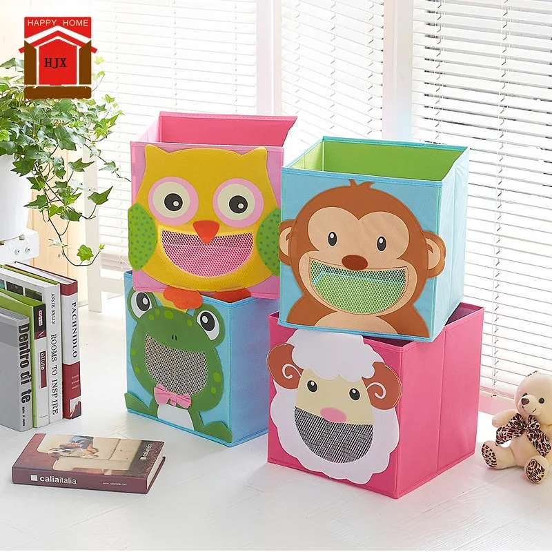 New cartoon Non-woven fabric Folding Embroider Large Storage Box for kid Toys Storage organizer clothes Cosmetics storage bins