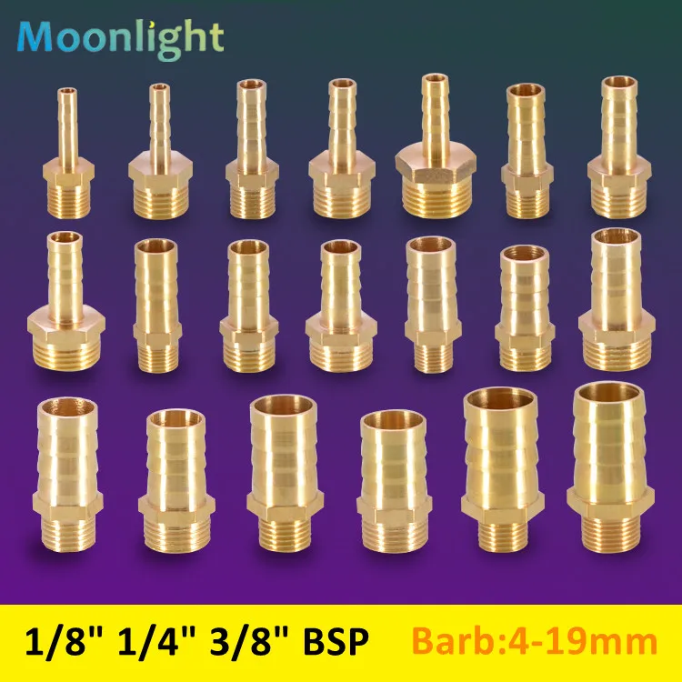 Brass Pipe Fitting 6/8/10/12/14/16mm Hose Barb Tail 1/8" 3/8" 1/4" BSP