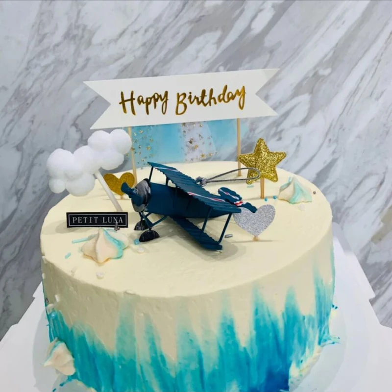 Decoration De Dessert De Gateau D Avion Jaune Et Bleu Rouge Je Suis Le Cadeau De L Amour Pour La Fete De Cuisson D Anniversaire Du Pilote Aliexpress Maison Animalerie