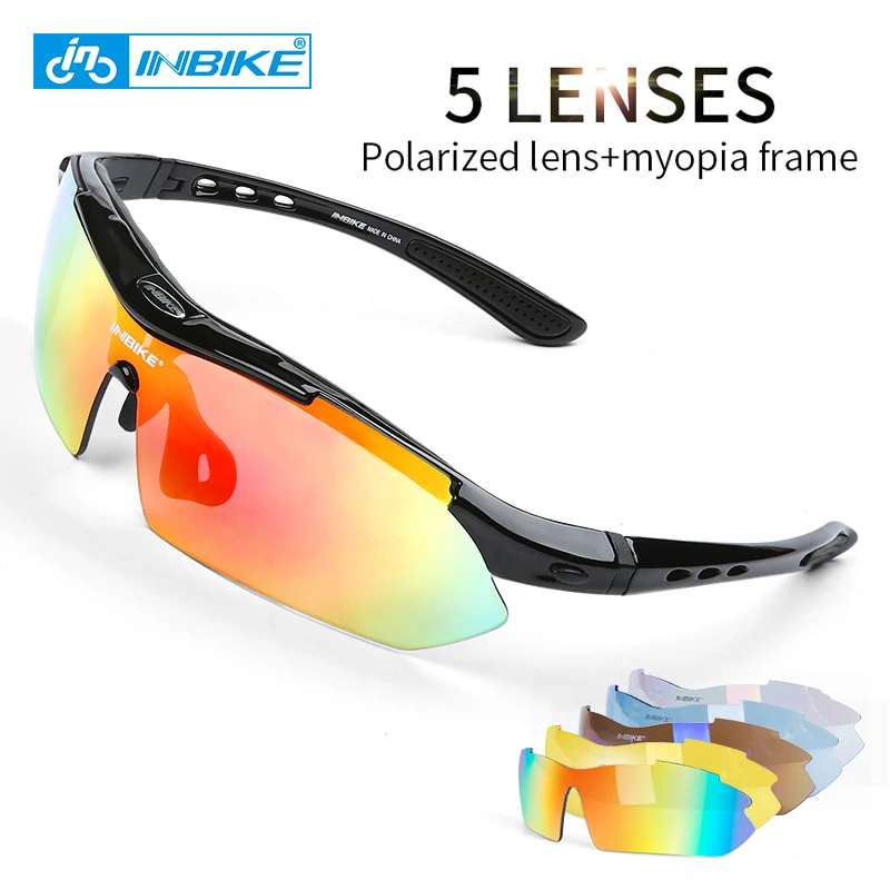  Cycling Glasses UV Proof Polarized 5 Lens Frame Eyewear Bike Bicycle Glasses Outdoor Sport Goggle D