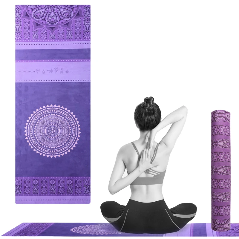 2020 New Rubber Yoga Mat Blanket Ultra-thin Printing Folding Non-slip Cloth Towel Suede Sweat-absorbent Pilates Travel Pad | Спорт и