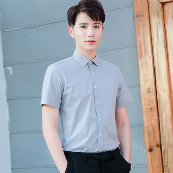 

Summer Men Dress Shirt Formal Solid Short Sleeve Regular Shirts Male Smart Casual Cotton Camisa Masculina Brand Clothing Slim