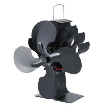 

4 Blade Heat Powered Stove Fan Black Fireplace Fan Burner Eco Friendly Quiet Fan Home Fireplace Fan Efficient Heat Distribution