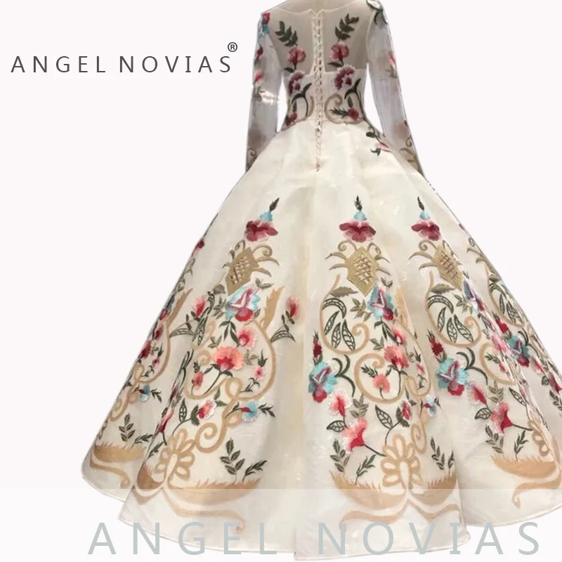 ANGEL NOVIAS, бальное платье с длинными рукавами и вышивкой, свадебные платья в Саудовской Аравии,, Vestido de Novia, свадебные платья hochzeitskleid