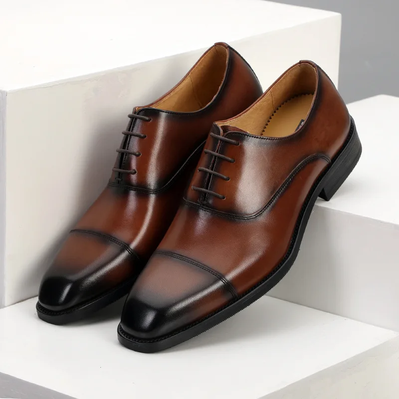 

Leather Shoes Men Formal Oxford Genuine Leather Vintage Retro Fashion Wedding Office Shoes Brand Luxury Party Casual Shoes