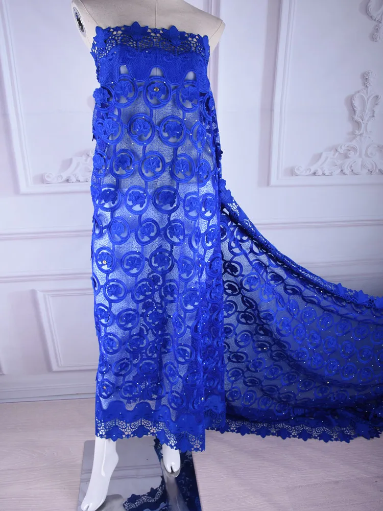 2019New Embroiderey Африканское, французское кружево кружевная ткань с камнями нигерийская Тюлевая Ткань Высокое качество 5Ydars из молочного шелка, LaceA1700