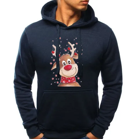 Elk Christmas Hoodies Loose Color-blocking Plush Hooded Autumn Winter Hoodies Top Tracksuits Sweatshirts sudaderas para