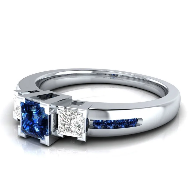 Jellystory Classic Women Ring 925 Silver Jewelry with Sapphire Emerald Amethyst Gemstones Wedding Party Gift size 6-10