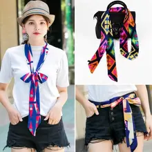 Шелковый шарф с принтом женские шарфы роскошный женский шелковый шарф шейный платок шарф для волос 200*5 см узкие шарфы